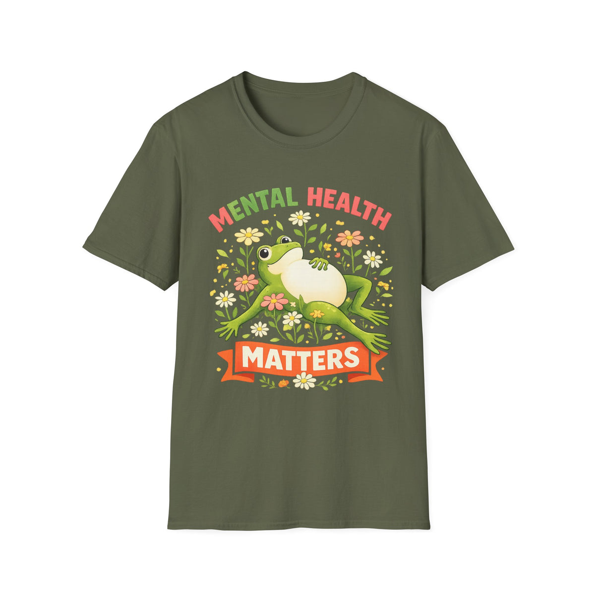 Mental Health Matters Frog T-Shirt — Cute Floral Awareness Tee