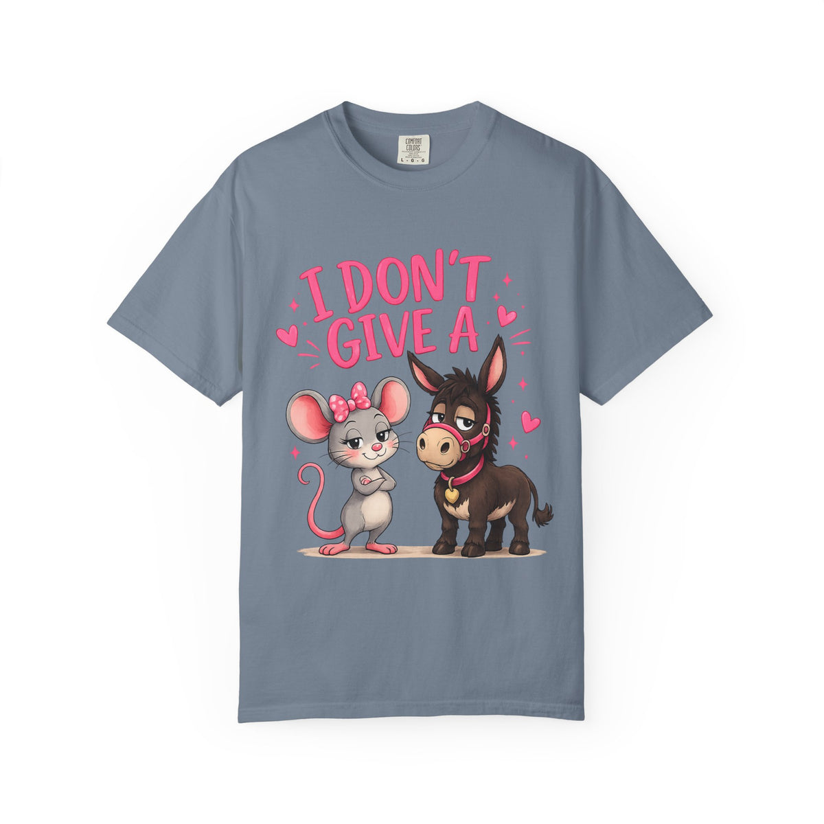 I Don't Give a — Cute Mouse & Donkey Graphic Tee