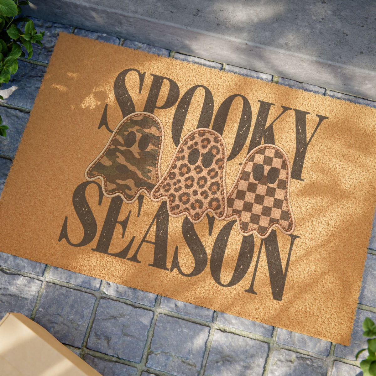 Spooky Season Doormat — Patterned Ghost Halloween Welcome Mat