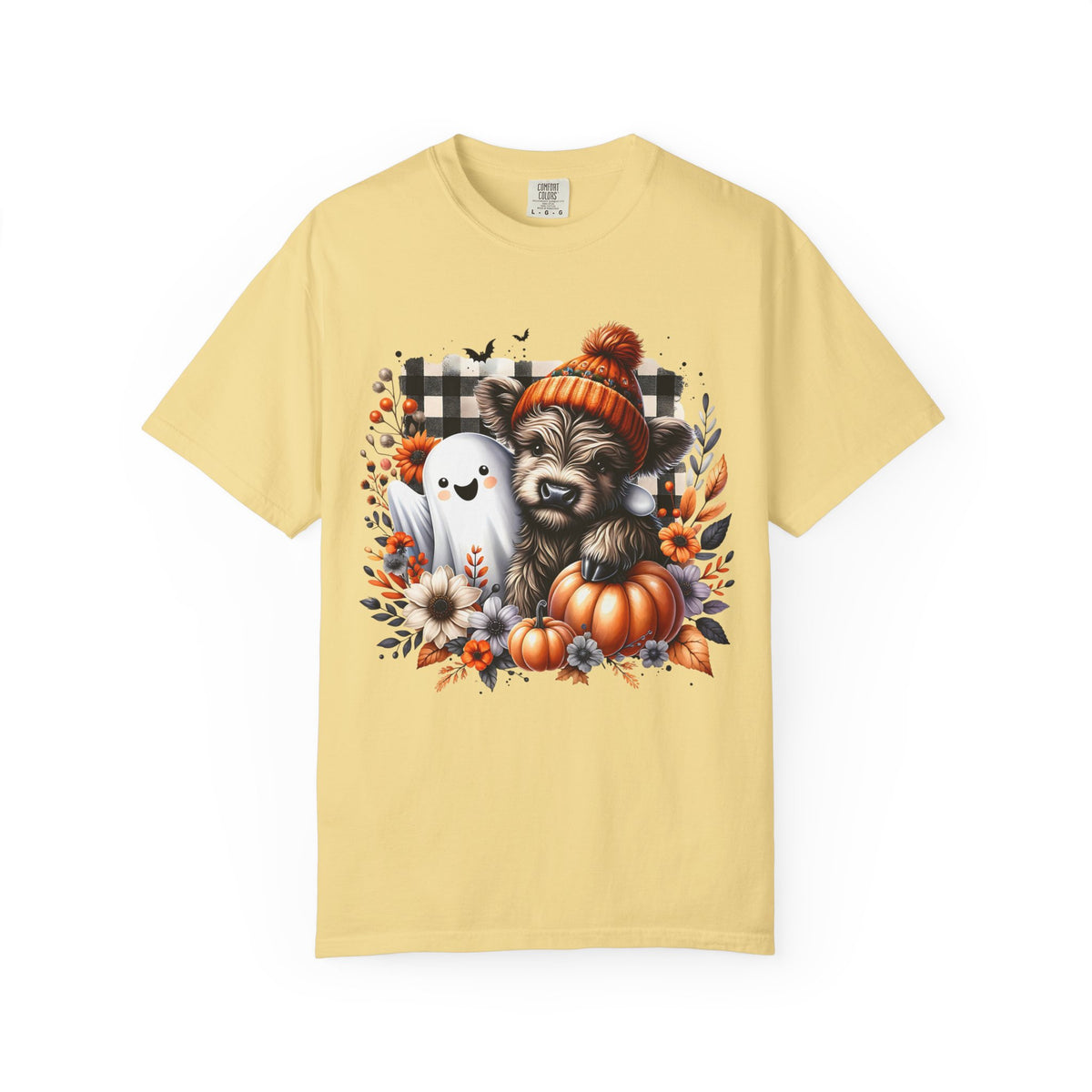 Halloween Cow & Ghost T-Shirt — Autumn Pumpkin Cozy Tee