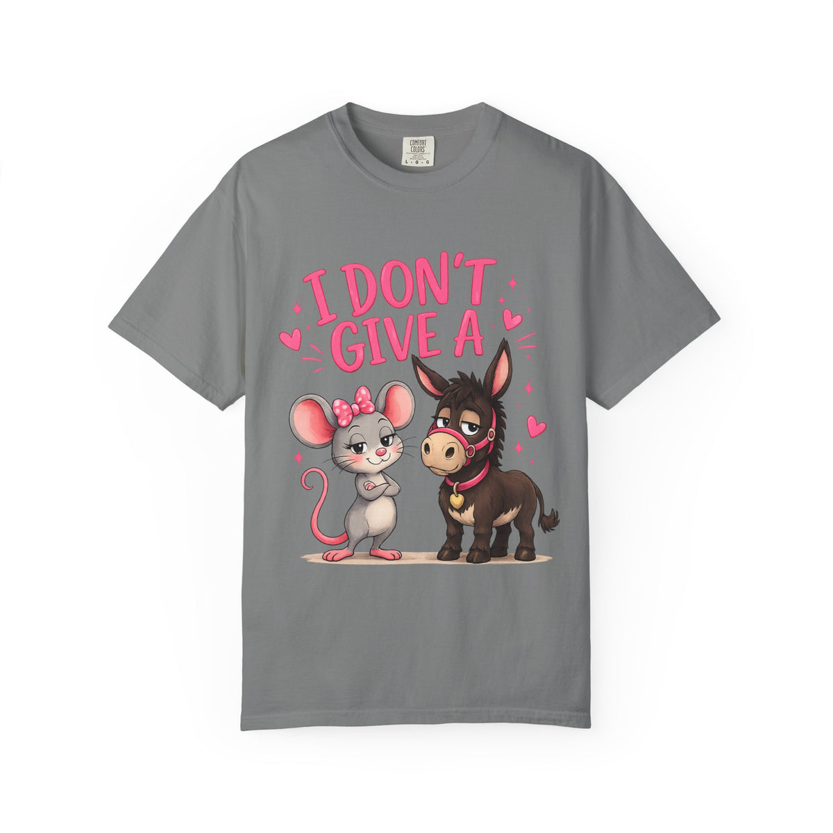 I Don't Give a — Cute Mouse & Donkey Graphic Tee