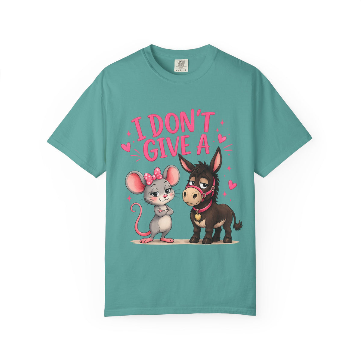 I Don't Give a — Cute Mouse & Donkey Graphic Tee