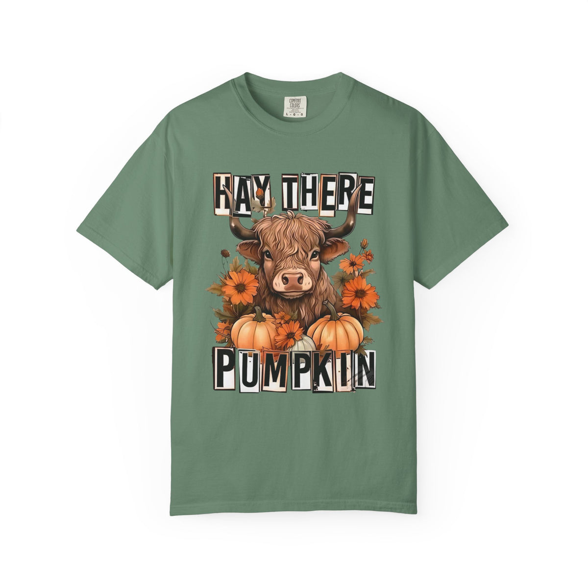 Hay There Pumpkin T-Shirt – Autumn Highland Cow with Pumpkins & Sunflowers